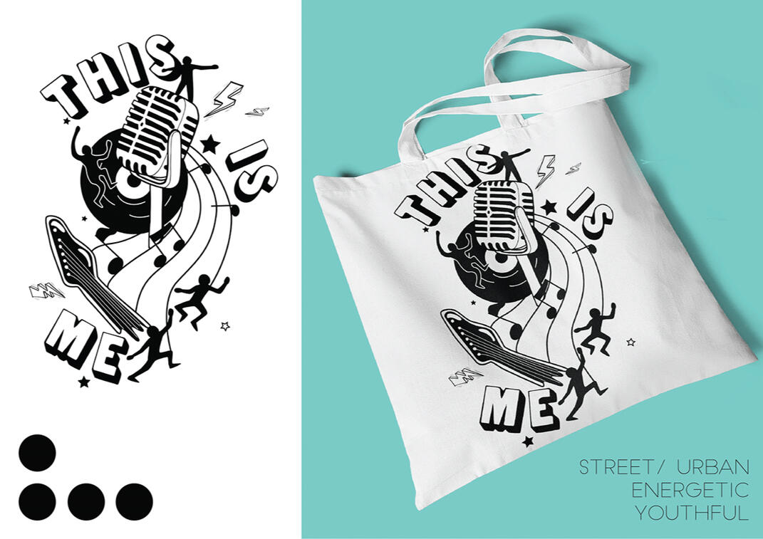 Print design for tote bags that embody youthfulness and energy with a combination of street &amp; urban flare. Made using Adobe Photoshop and Adobe Illustrator.