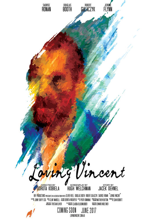Vector poster for the movie &quot;Loving Vincent&quot; that incorporates Vincent van Gogh&#39;s distinct use of bold colours and dramatic, impulsive &amp; expressive brushwork. Made using Adobe Photoshop and Adobe Illustrator.