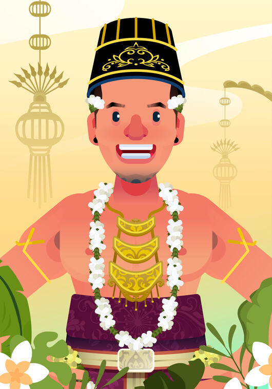 Self portrait in a traditional garment. Made using Adobe Illustrator.