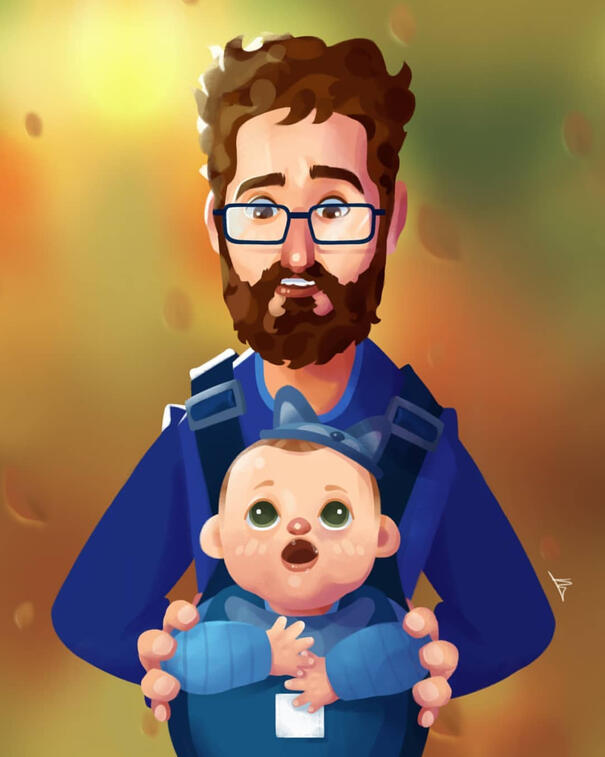 A man and his baby. Made using Adobe Photoshop.