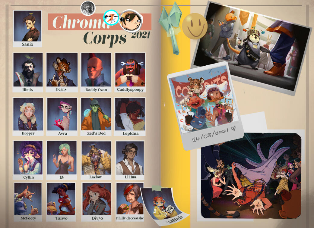 Collab piece of Sinix Design&#39;s Chroma Corps Competition 2021 finalists. Made using procreate, Adobe Photoshop, and Adobe Illustrator.
